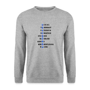 graubünda - Unisex Pullover - Weißgrau meliert - Vorne - Alina (178cm) & Michal (187cm)