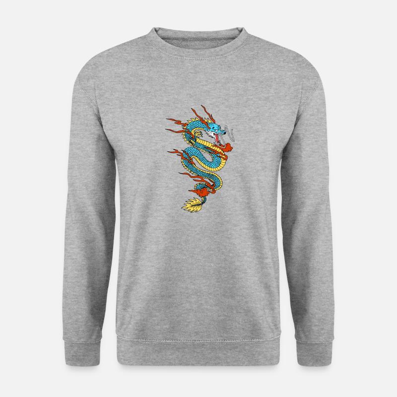 Chinesischer Drache - Unisex Pullover - Weißgrau meliert