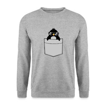 Penguin Shirt Chest Pocket - Unisex Sweatshirt - salt & pepper - Front - Alina (178cm) & Michal (187cm)