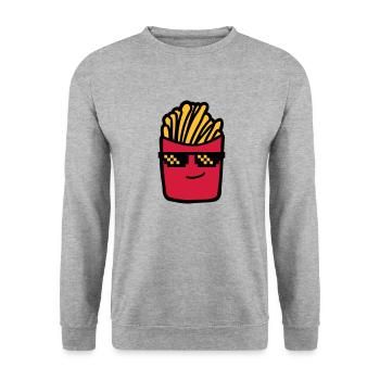 Cool Pommes Frites - Unisex Pullover - Weißgrau meliert - Vorne - Alina (178cm) & Michal (187cm)
