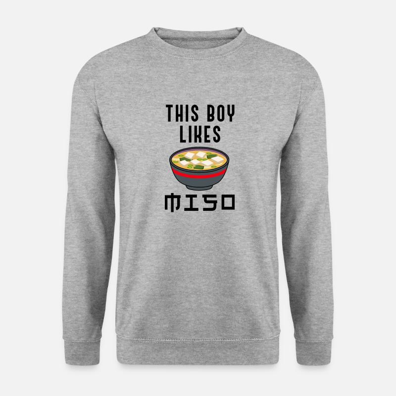 Ramen-Nudeln Ironischer Spruch Junge mag - Unisex Pullover - Weißgrau meliert