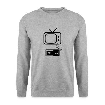 RETRO GAMING - Unisex Pullover - Weißgrau meliert - Vorne - Alina (178cm) & Michal (187cm)