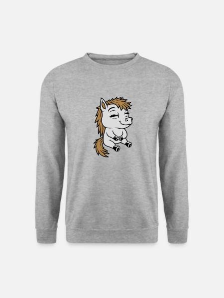 Small seated comic pony - Unisex Sweatshirt - salt & pepper