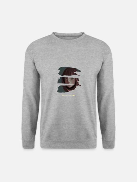 Frau mit mond - Unisex Pullover - Weißgrau meliert