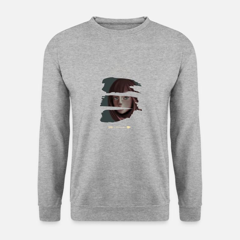 Frau mit mond - Unisex Pullover - Weißgrau meliert