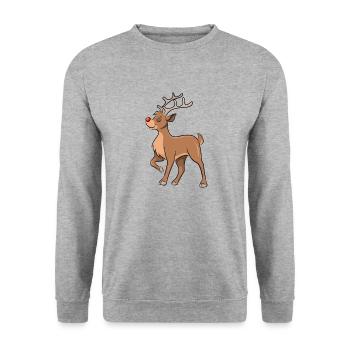 Rentier Rudolph - Unisex Pullover - Weißgrau meliert - Vorne - Alina (178cm) & Michal (187cm)