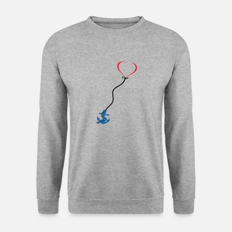 Anker mit Herz - Unisex Pullover - Weißgrau meliert