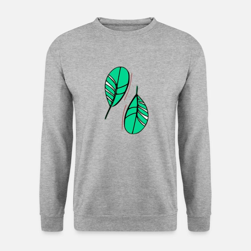 Zwei Blätter - Unisex Pullover - Weißgrau meliert