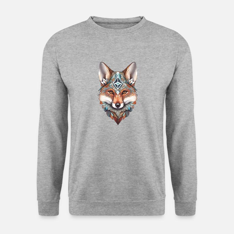 Fuchs Aquarell Mandala Yoga Waldtier Spirituell - Unisex Pullover - Weißgrau meliert