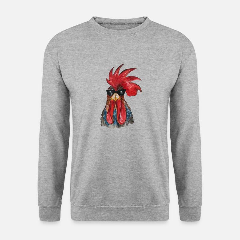 Cooler Gockel - Unisex Pullover - Weißgrau meliert
