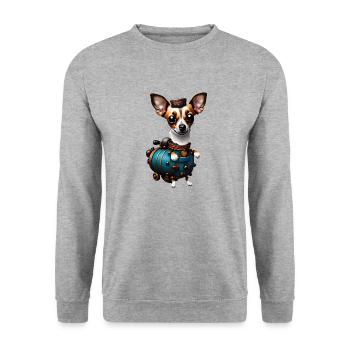 Steampunk Chihuahua - Unisex Sweatshirt - salt & pepper - Front - Alina (178cm) & Michal (187cm)