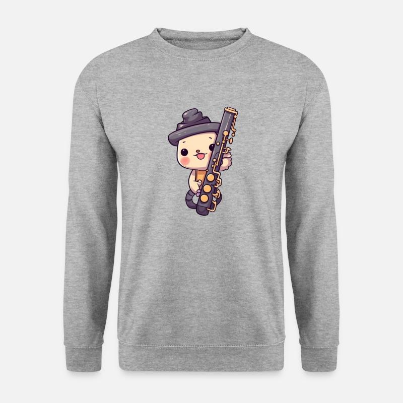 Klarinette im Comic Stil - Unisex Pullover - Weißgrau meliert