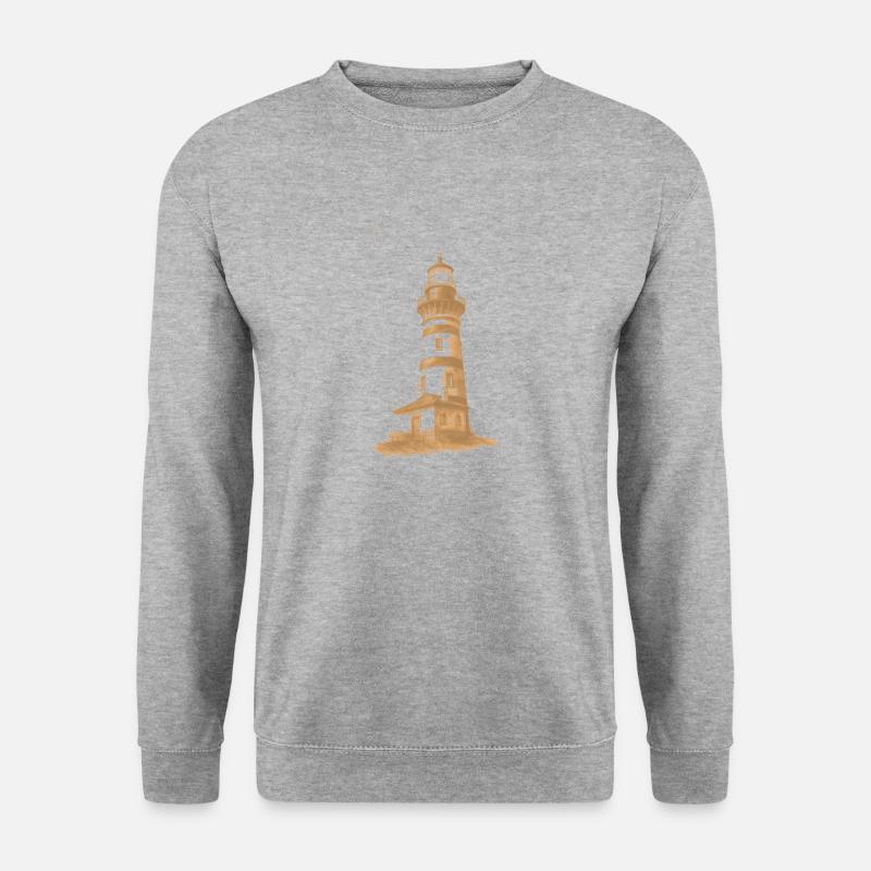 Leuchtturm farblicher Akzent - Unisex Pullover - Weißgrau meliert