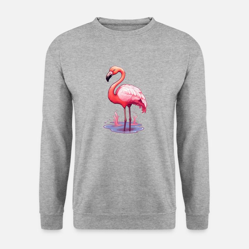 Flamingo - Unisex Pullover - Weißgrau meliert