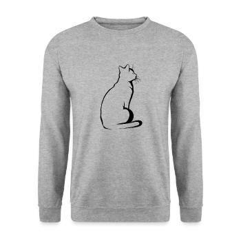 Cat, Cat Motif - Unisex Sweatshirt - salt & pepper - Front - Alina (178cm) & Michal (187cm)