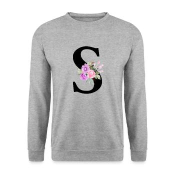Purple Floral Letter S - Unisex Sweatshirt - salt & pepper - Front - Alina (178cm) & Michal (187cm)