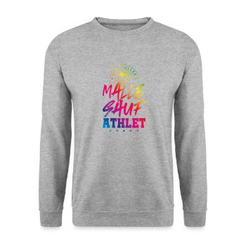 Malle Sauf Athlet Mallorca Party Spruch - Unisex Pullover - Weißgrau meliert - Vorne - Alina (178cm) & Michal (187cm)