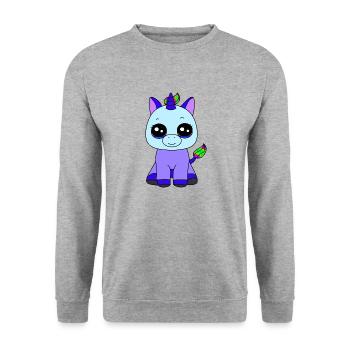 Kleines Einhorn - Unisex Pullover - Weißgrau meliert - Vorne - Alina (178cm) & Michal (187cm)