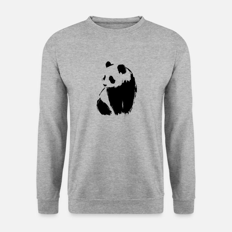 Panda - Unisex Pullover - Weißgrau meliert