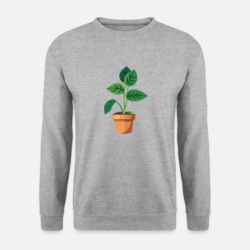 Pflanze grün Topfpflanze Blätter - Unisex Pullover - Weißgrau meliert