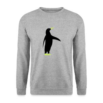 pinguin - Unisex Pullover - Weißgrau meliert - Vorne - Alina (178cm) & Michal (187cm)