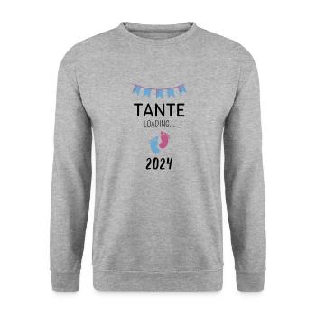 Tante Loading... 2024 - Unisex Pullover - Weißgrau meliert - Vorne - Alina (178cm) & Michal (187cm)