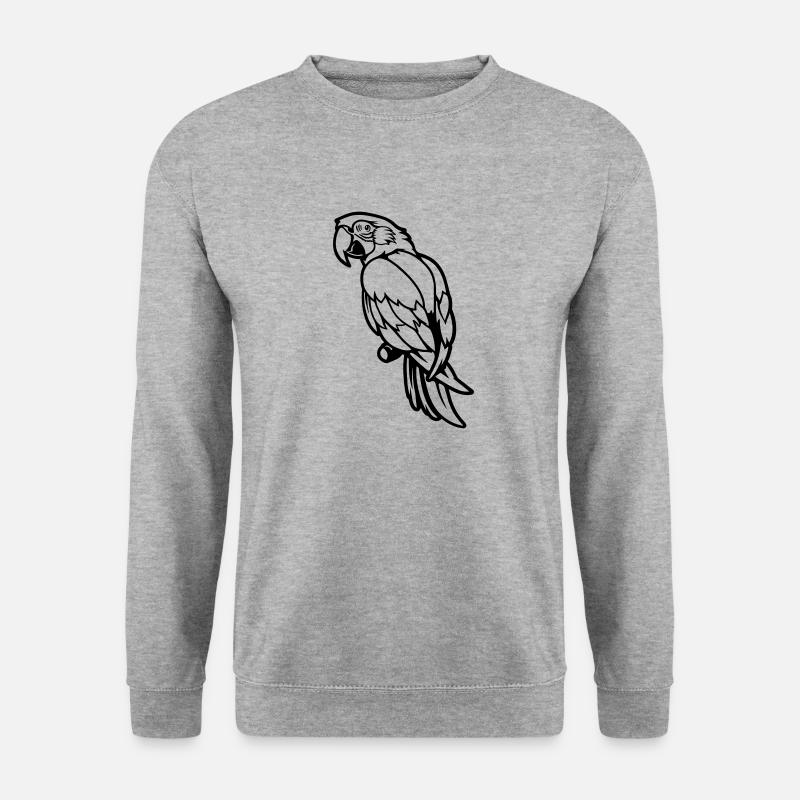 papagei tier comic - Unisex Pullover - Weißgrau meliert