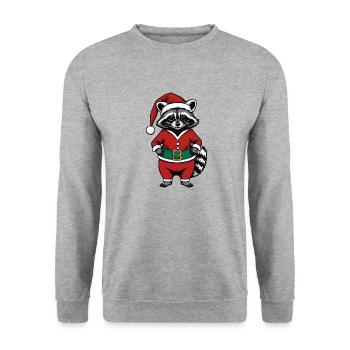 Cadeau de Noël du Père Noël raton laveur - Sweat-shirt Unisexe - gris chiné - Devant - Alina (178cm) & Michal (187cm)