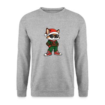 Fox Christmas X-Mas - Unisex Sweatshirt - salt & pepper - Front - Alina (178cm) & Michal (187cm)