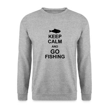 Angler Spruch Fischen Fischer Geschenksidee - Unisex Pullover - Weißgrau meliert - Vorne - Alina (178cm) & Michal (187cm)