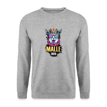Malle 2025 Alpaka Party Urlaub - Unisex Pullover - Weißgrau meliert - Vorne - Alina (178cm) & Michal (187cm)