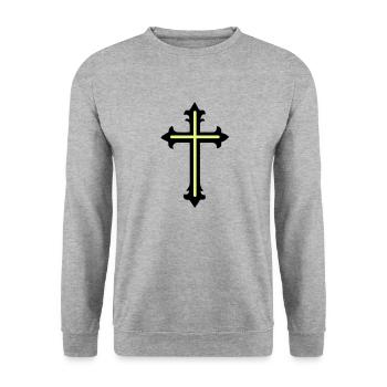 Symbole de croix Ligne - Sweat-shirt Unisexe - gris chiné - Devant - Alina (178cm) & Michal (187cm)