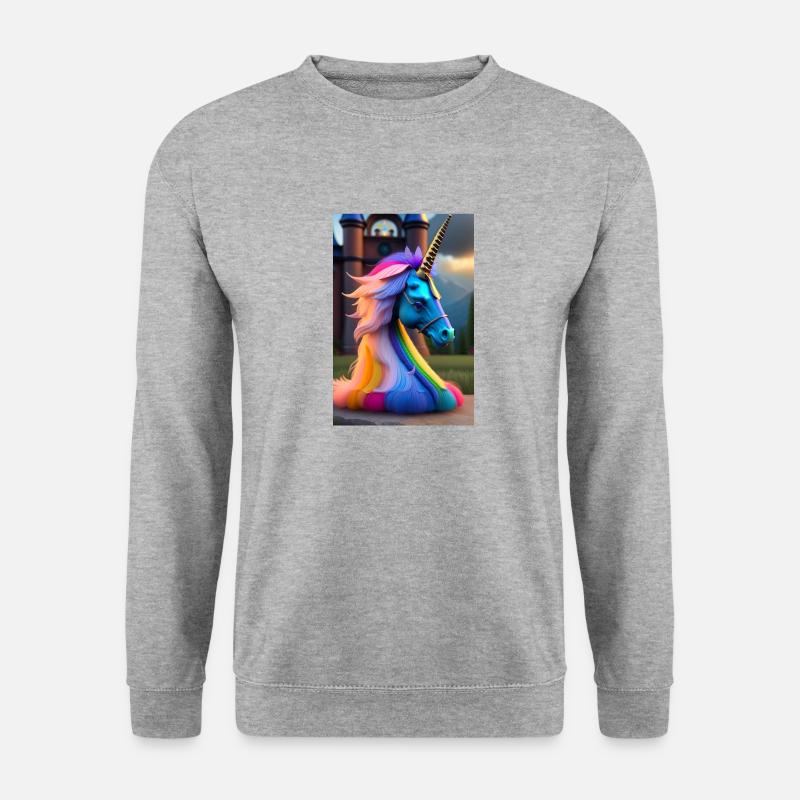 Fantasie Einhorn - Unisex Pullover - Weißgrau meliert