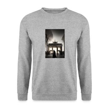 berlin black white siluette 2 - Unisex Pullover - Weißgrau meliert - Vorne - Alina (178cm) & Michal (187cm)