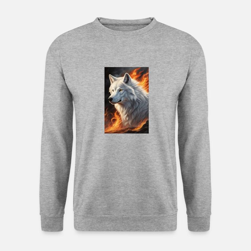 White Animal Feuerwolf - Unisex Pullover - Weißgrau meliert