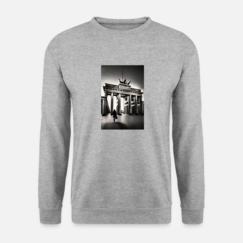 Berlin black White - Unisex Pullover - Weißgrau meliert