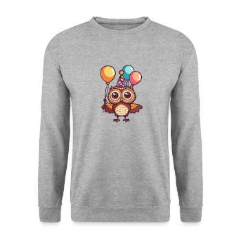 Owl Birthday Baby - Unisex Sweatshirt - salt & pepper - Front - Alina (178cm) & Michal (187cm)