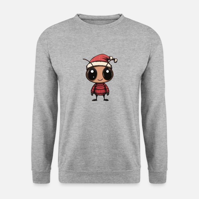 Ameise Weihnachten Comic - Unisex Pullover - Weißgrau meliert