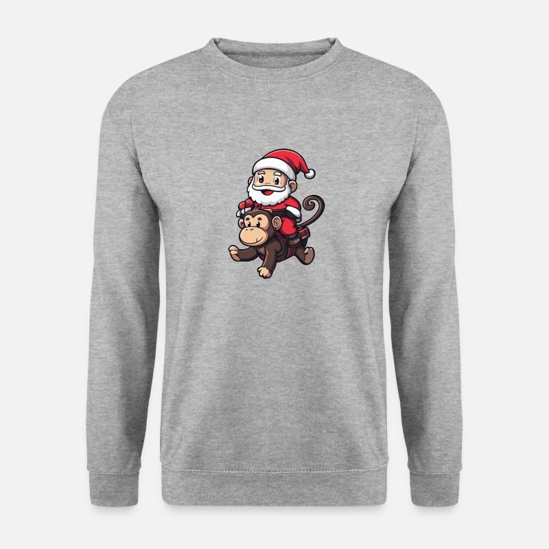 Singe Père Noël - Sweat-shirt Unisexe - gris chiné