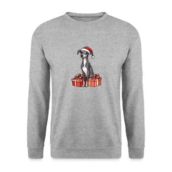 Greyhound Dog Cadeaux de bande dessinée de Noël - Sweat-shirt Unisexe - gris chiné - Devant - Alina (178cm) & Michal (187cm)
