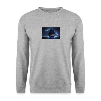 Sailing ship under mystical sky - Unisex Sweatshirt - salt & pepper - Front - Alina (178cm) & Michal (187cm)