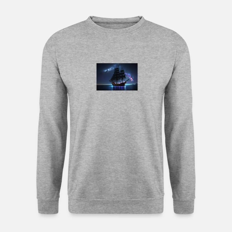 Sailing ship under mystical sky - Unisex Sweatshirt - salt & pepper