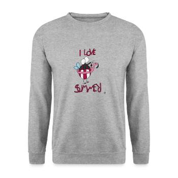 Fly with swimsuit in holiday feeling - Unisex Sweatshirt - salt & pepper - Front - Alina (178cm) & Michal (187cm)