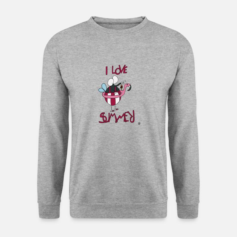 Fliege mit Badeanzug in Urlaubsfeeling - Unisex Pullover - Weißgrau meliert
