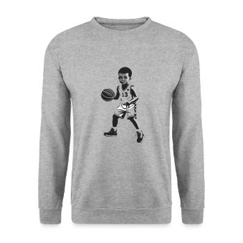 Basketball Boy - Kids Sports Design - Unisex Pullover - Weißgrau meliert - Vorne - Alina (178cm) & Michal (187cm)
