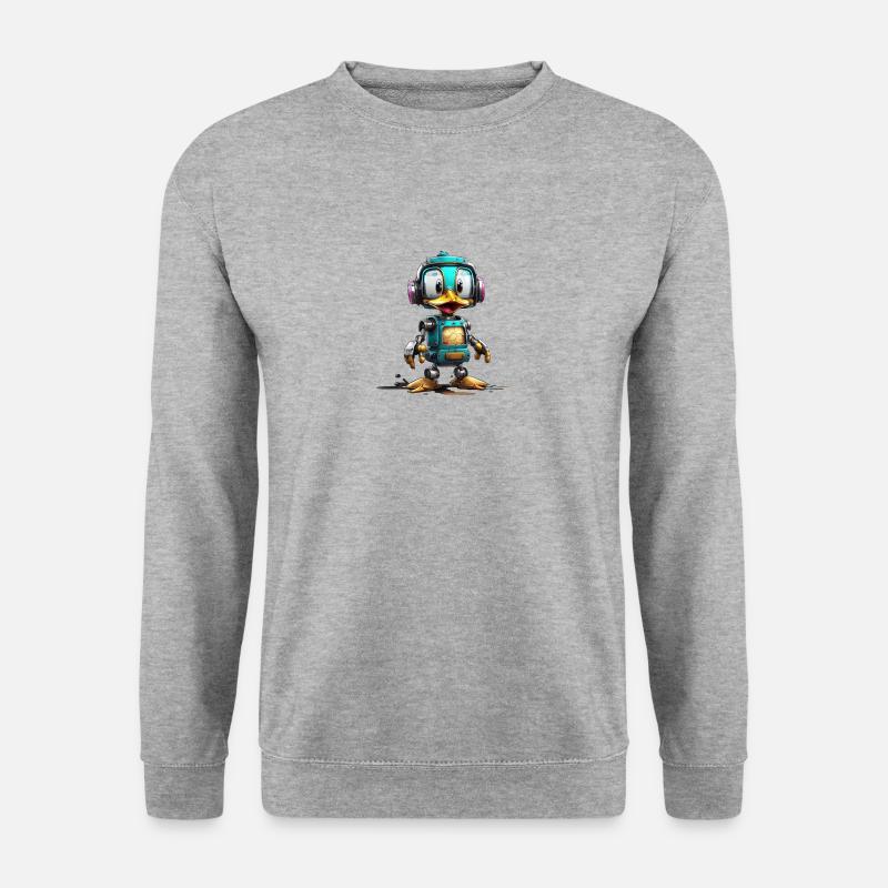 Roboter Ente - Unisex Pullover - Weißgrau meliert