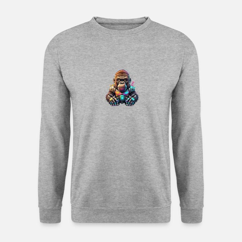 Roboter Gorilla - Unisex Pullover - Weißgrau meliert