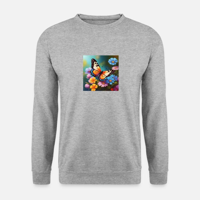 Afrikanischer Schmetterling - Unisex Pullover - Weißgrau meliert