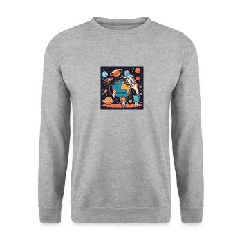 Wir sind die Erde - Unisex Pullover - Weißgrau meliert - Vorne - Alina (178cm) & Michal (187cm)