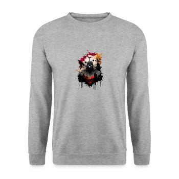 Tshirt design abstrac art logo post apocalyptic4 - Sweat-shirt Unisexe - gris chiné - Devant - Alina (178cm) & Michal (187cm)
